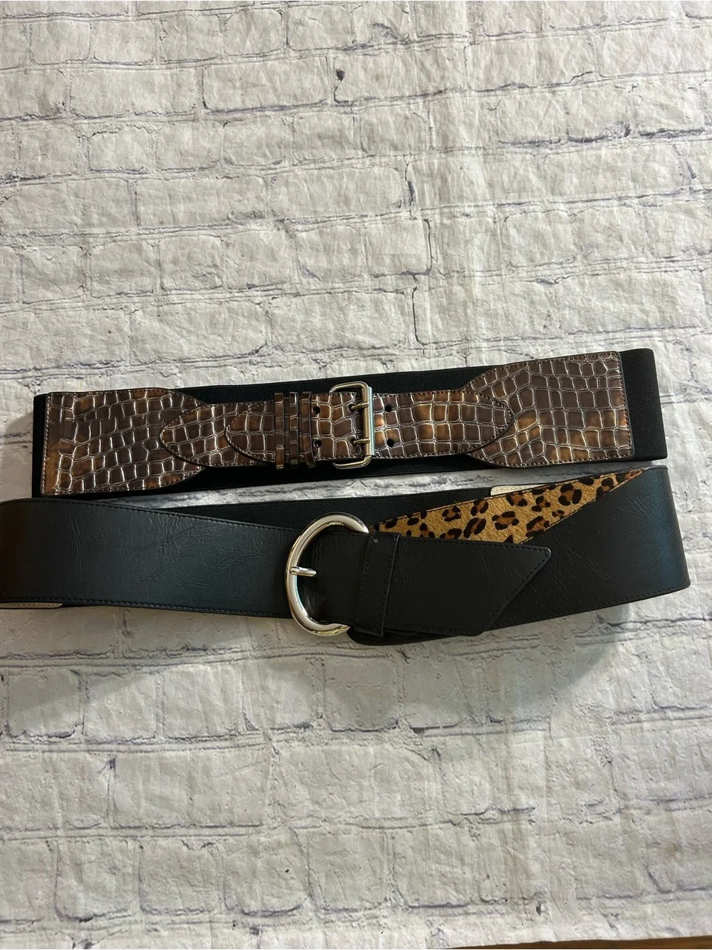 CHICO’S GENUINE HAIRCALF LEATHER WIDE WITH ANIMAL PRINT & FAUX CROC STRETCH WIDE